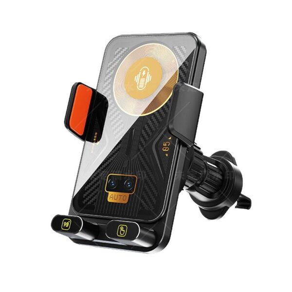 Magnetic Head Wireless Car Charger | Infrared Auto-Sensing Electric Rotation 15W Fast Charging Mount