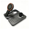 WXC2641 3-in-1 wireless charging station unfolded, with phone stand, watch charging pad and earbuds charging area