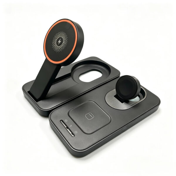 Flip-Cover 3-in-1 Magnetic Wireless Charging Station｜Desktop Wireless Charger for iPhone/Watch/Earbuds