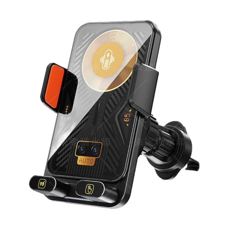 Magnetic Head Wireless Car Charger | Infrared Auto-Sensing Electric Rotation 15W Fast Charging Mount