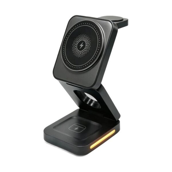 Foldable 3-in-1 Magnetic Wireless Charger | 15W Charging Stand with LED Base
