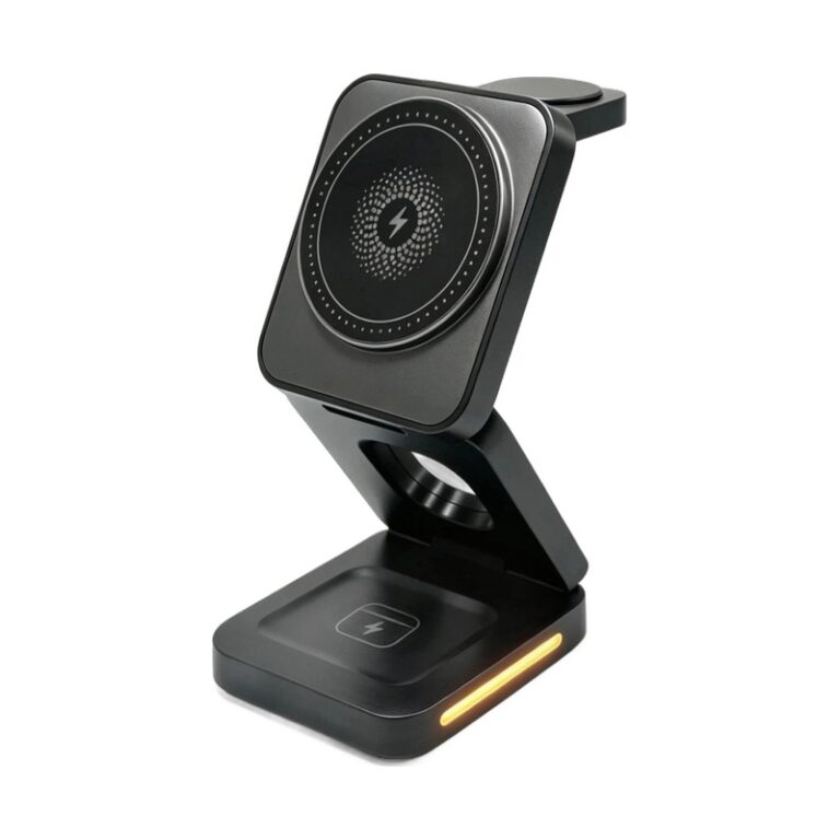 Foldable 3-in-1 Magnetic Wireless Charger | 15W Charging Stand with LED Base